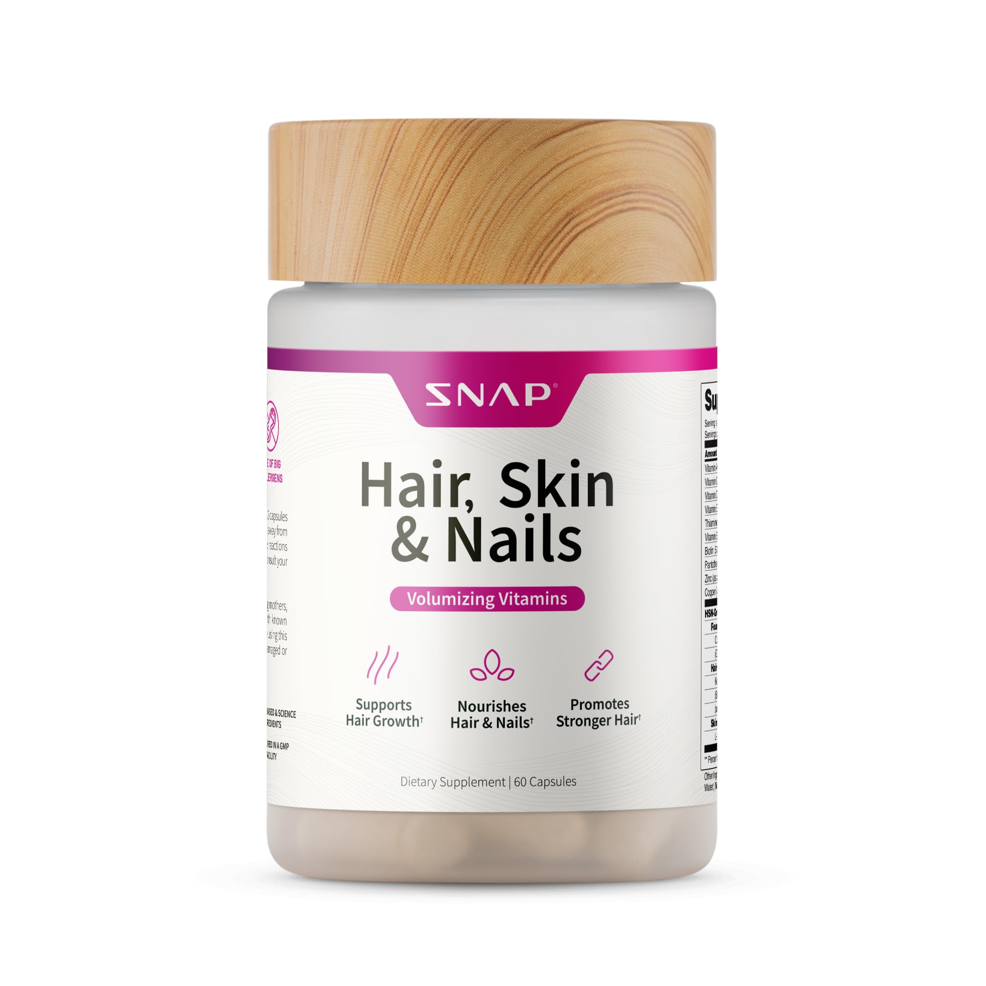 Snap Supplements hair skin nails bottle for daily beauty support