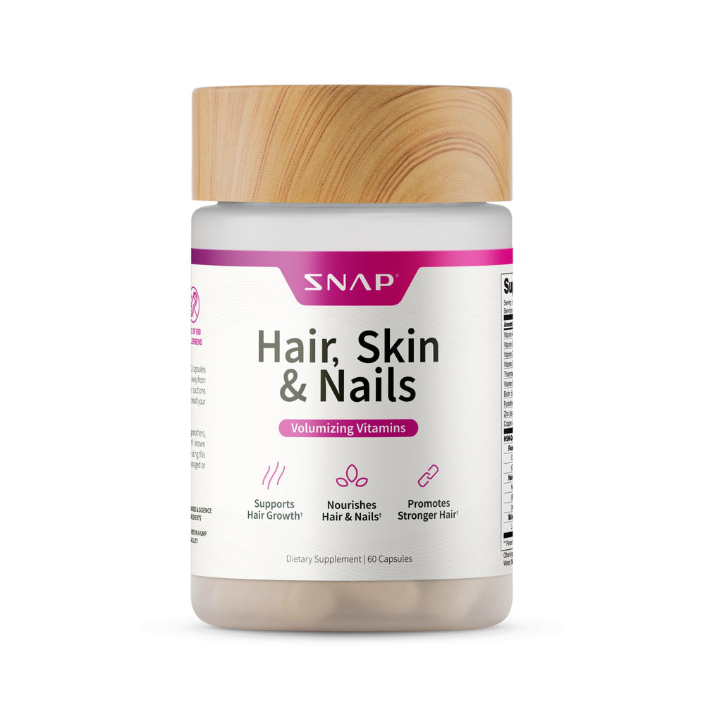 Snap Supplements hair skin nails bottle for daily beauty support