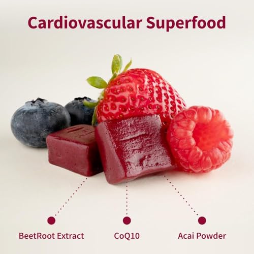 Snap Supplements Heart Beets soft chews closeup shows beetroot ingredients supporting daily vitality.