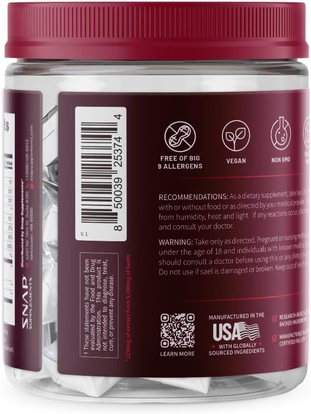 Snap Supplements Heart Beets soft chews closeup of texture and chewable form.