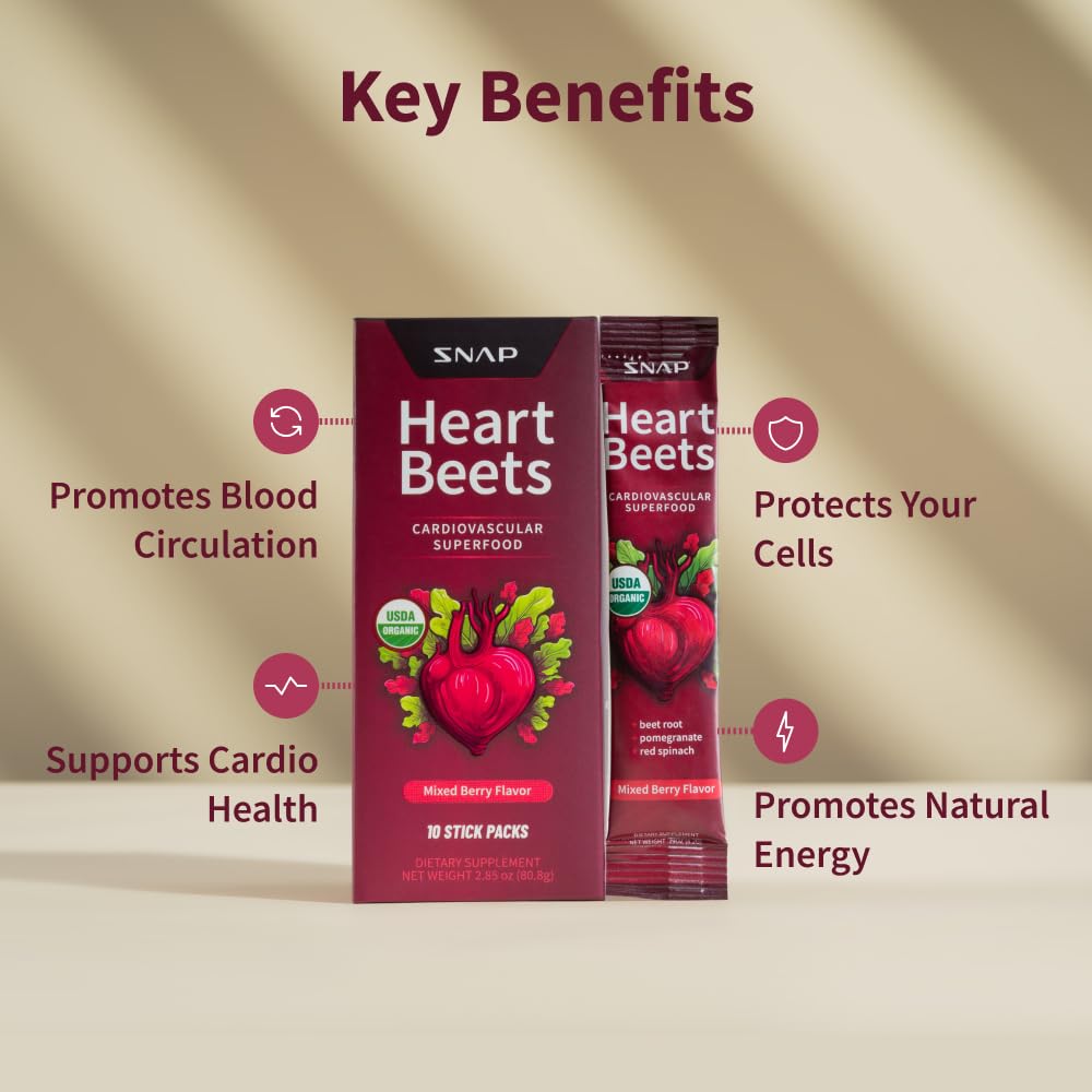Heart Beets contents image highlights beetroot, pomegranate, and red spinach.