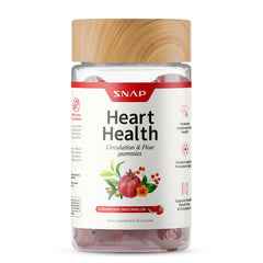 Snap Supplements Heart Health Gummies bottle front highlighting sugar-free heart support