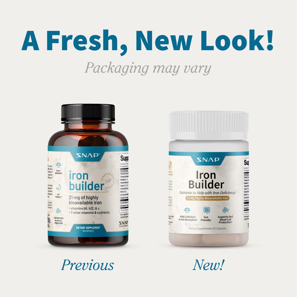 Snap Supplements iron capsules pouring into hand for easy dosing.