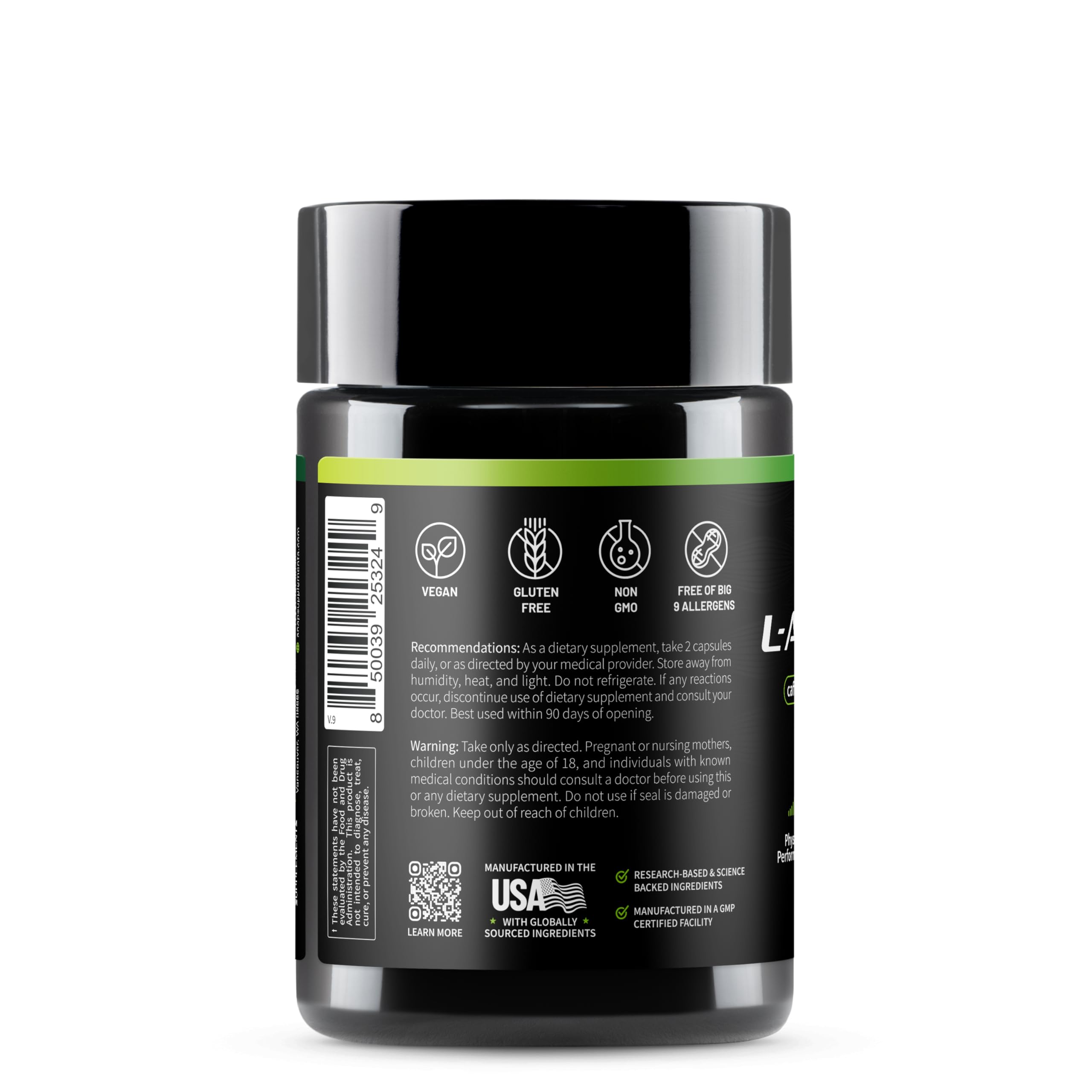Snap Supplements L-Arginine Capsules morning routine image hints at steady energy