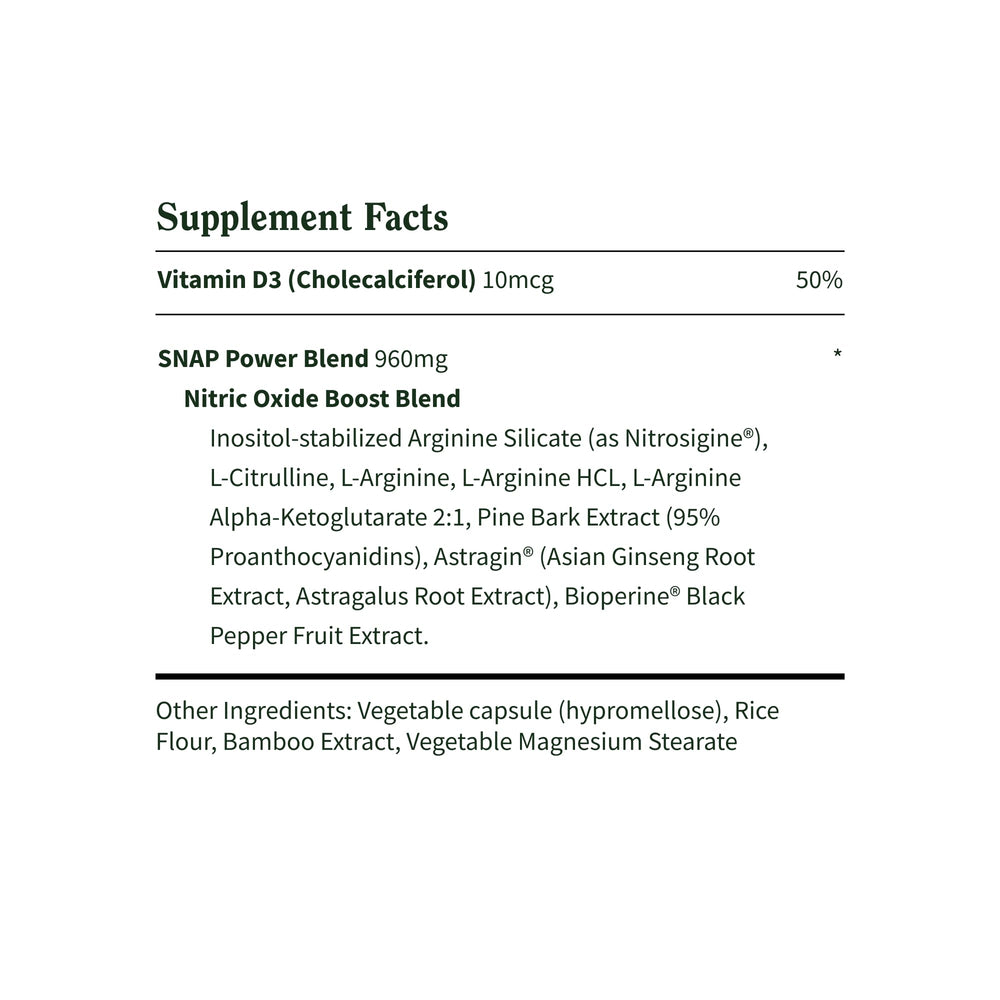 Snap Supplements L-Arginine Capsules on a workout mat suggest pre- or post-workout support