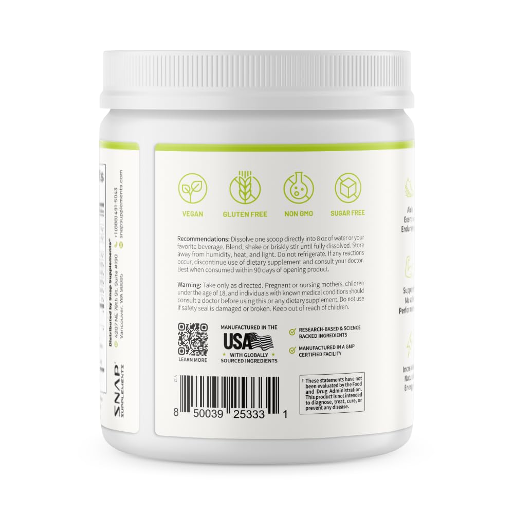Snap Supplements lab freshness seal communicates quality assurance for daily workouts.