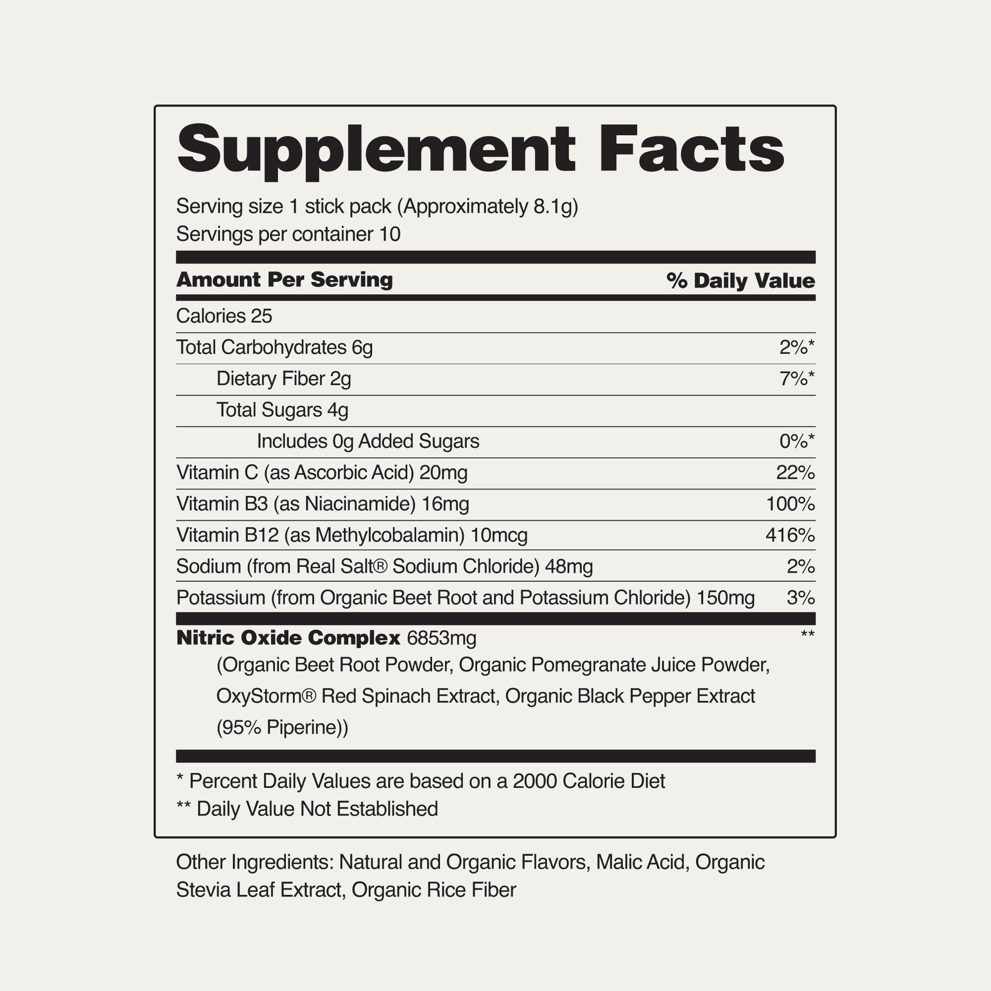 Snap Supplements label back describes organic origin and clean ingredients.
