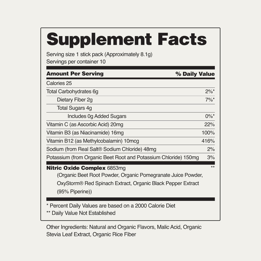 Snap Supplements label back describes organic origin and clean ingredients.