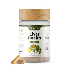 Snap Supplements Liver Health bottle front view highlighting the milk thistle blend for daily liver support