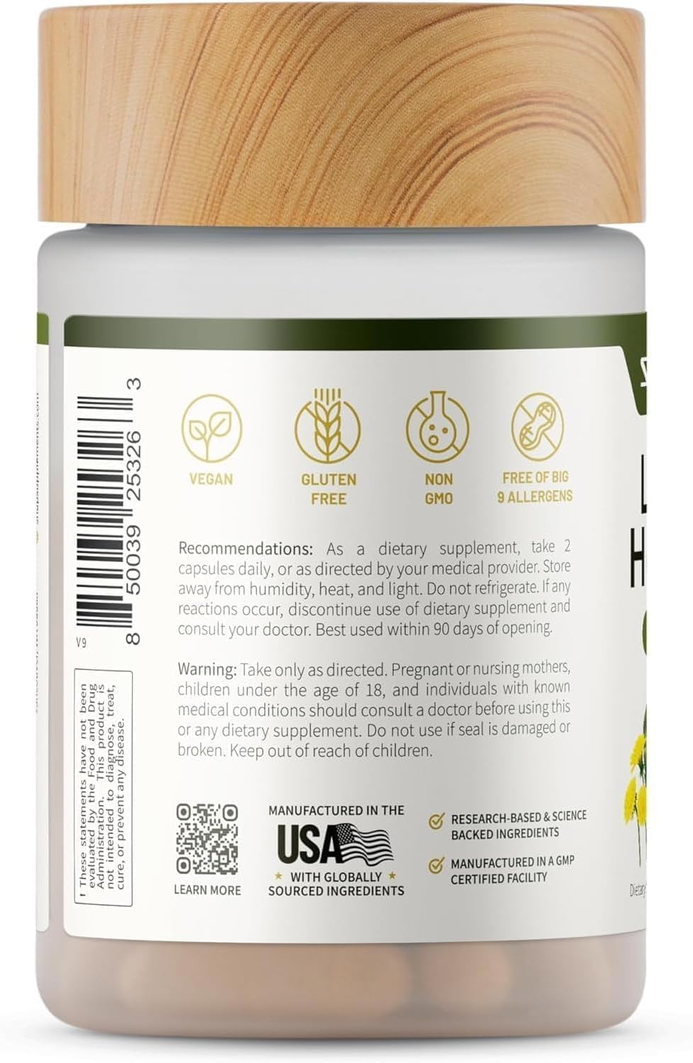 Snap Supplements Liver Health USA-made seal visible on bottle