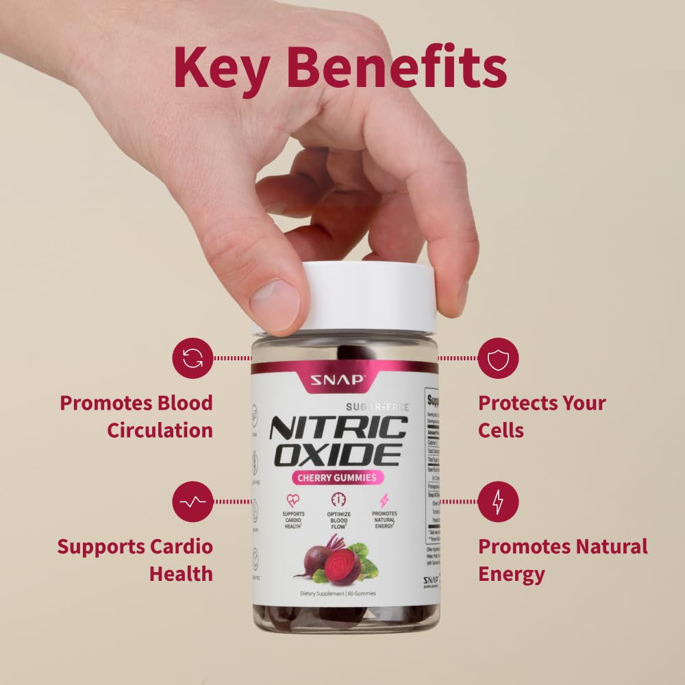 Snap Supplements Nitric Oxide Beet Root Gummies for active lifestyles and on the go use.