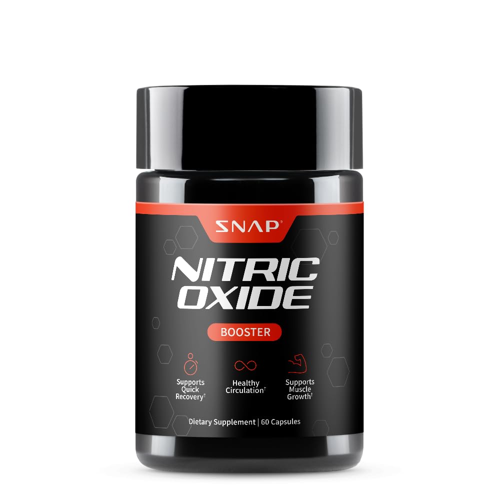 Snap Supplements Nitric Oxide bottle supports daily energy and circulation.