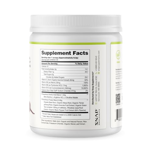 Snap Supplements nutrition panel closeup helps compare macros and ingredients at a glance.