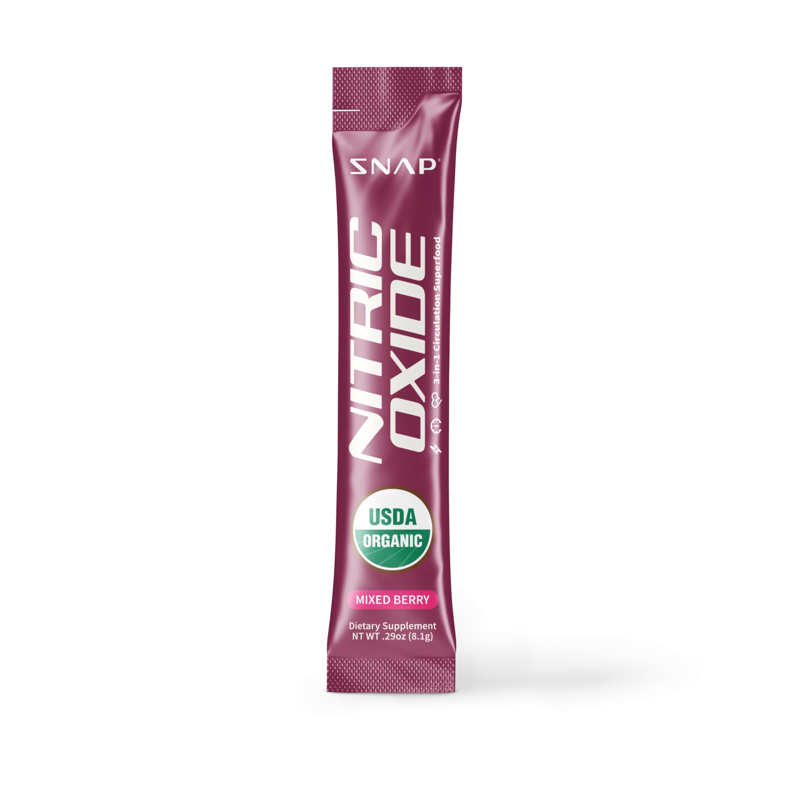 Snap Supplements on-shelf display conveys compact, travel-friendly packaging.