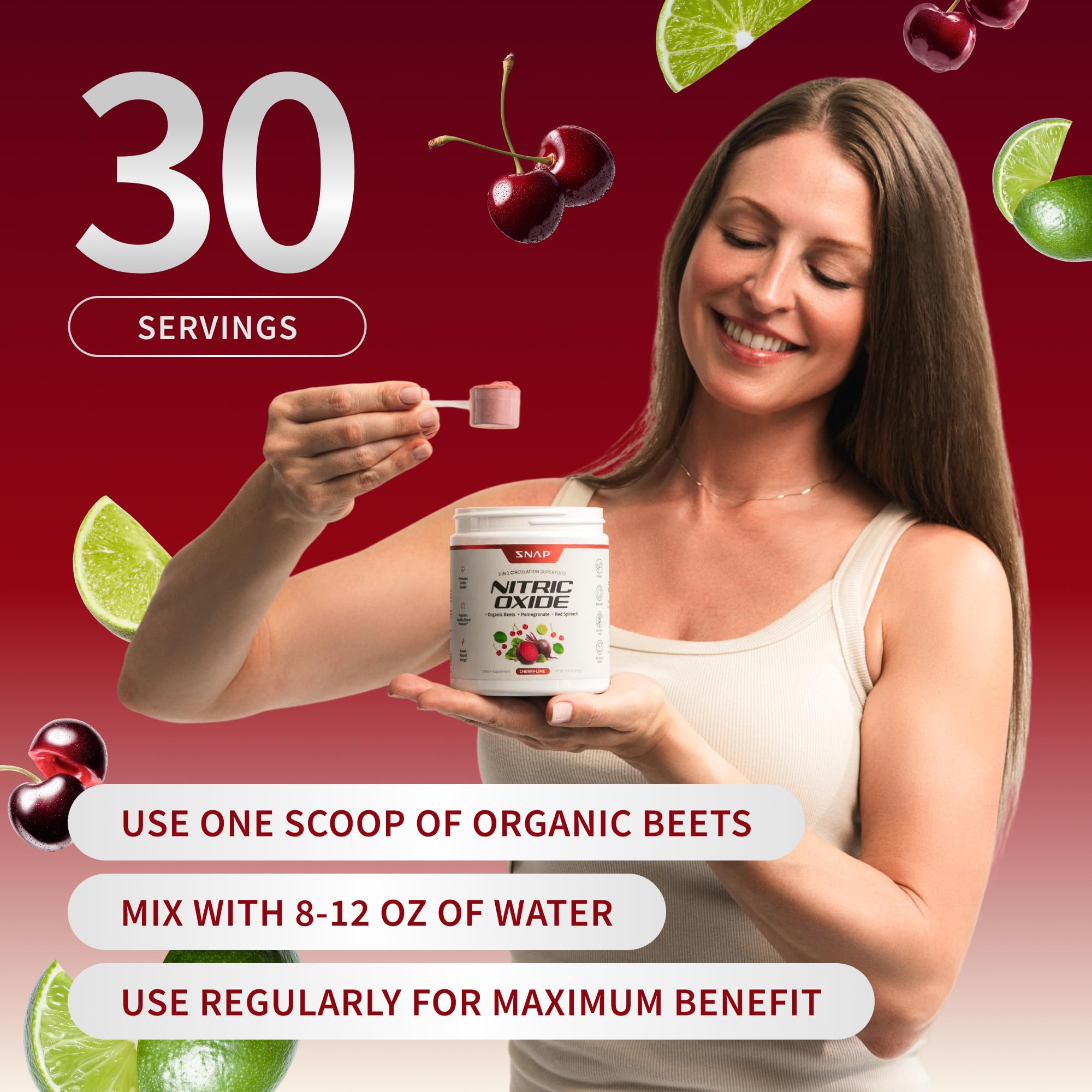 Snap Supplements Organic Beet Root Powder drink showing vibrant color.