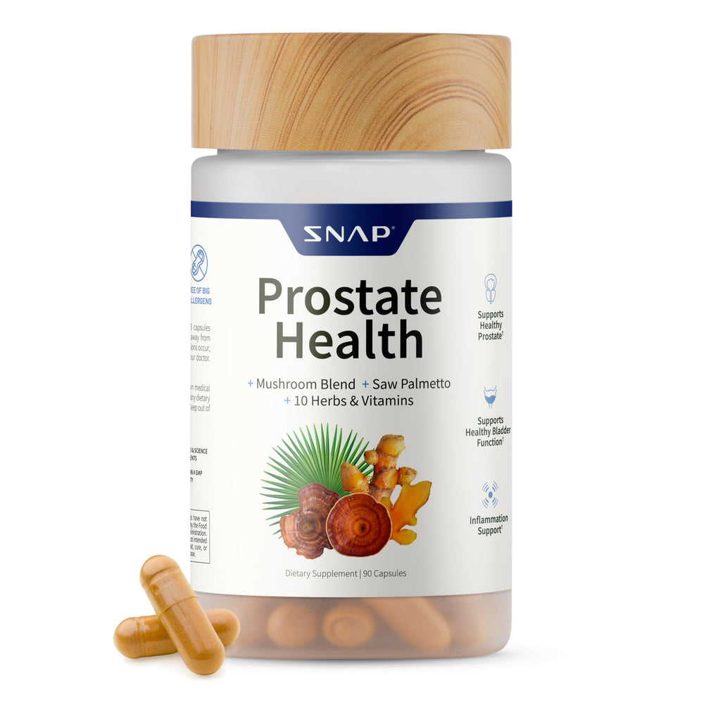 Snap Supplements Prostate Health bottle with veggie capsules for daily support