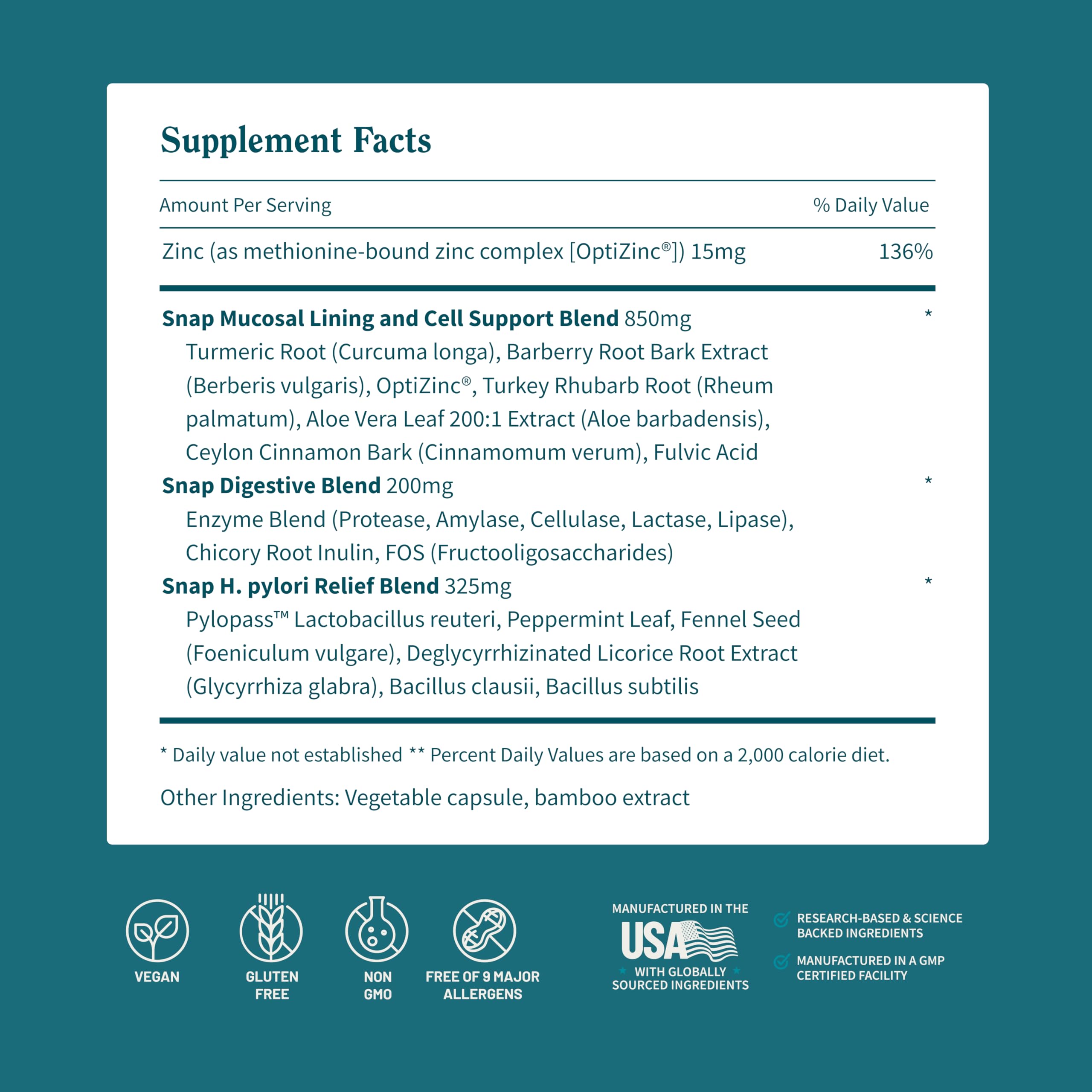 Snap Supplements pylopass probiotics capsules suggest balanced gut microbiome.