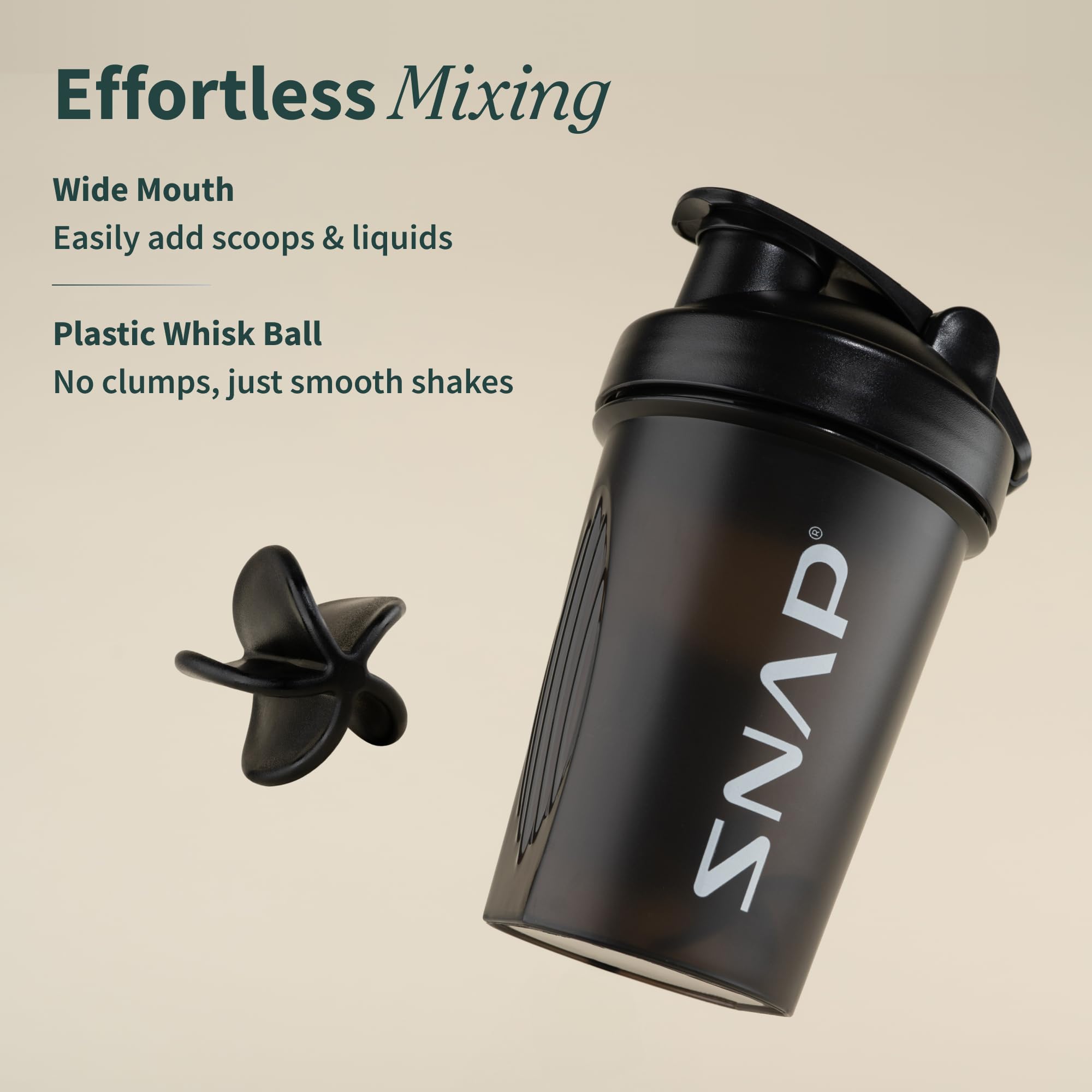 Snap Supplements shaker bottle features an easy-hold grip for comfortable daily use.