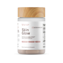 Snap Supplements Skin Glow bottle front showing radiant skin support for daily use