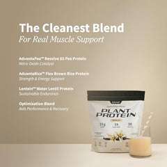 Snap Supplements vanilla bean protein powder poured into a glass for a refreshing shake.