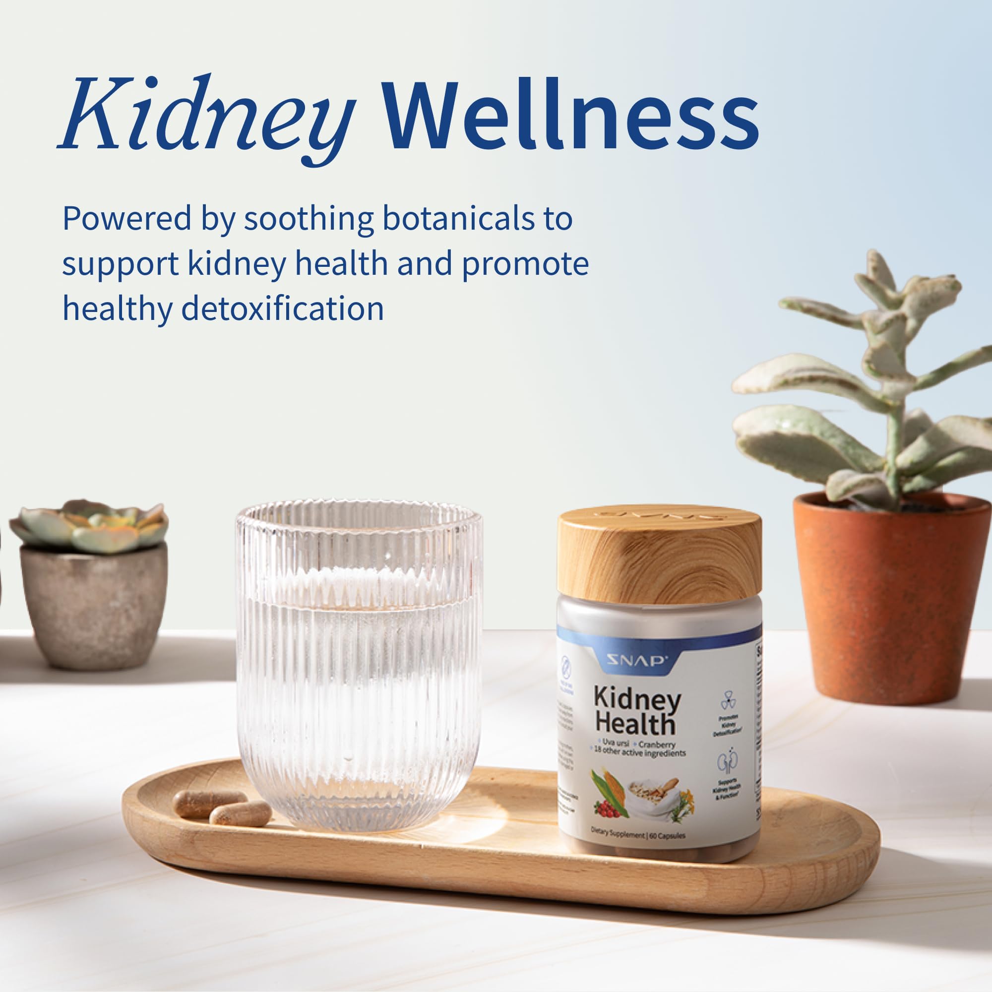 Snap Supplements Kidney Health with a glass of water for easy daily intake