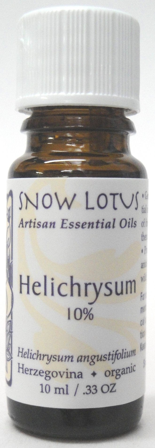 Snow Lotus Helichrysum 10ml bottle pour, soothing skin and calming mood support.