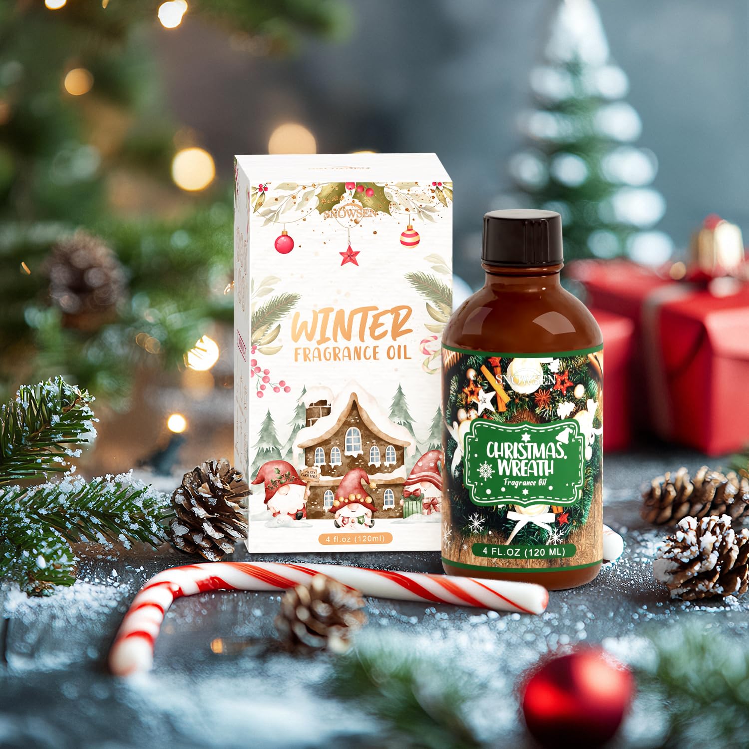 SNOWSEN fragrance oil creates a cozy winter scene.