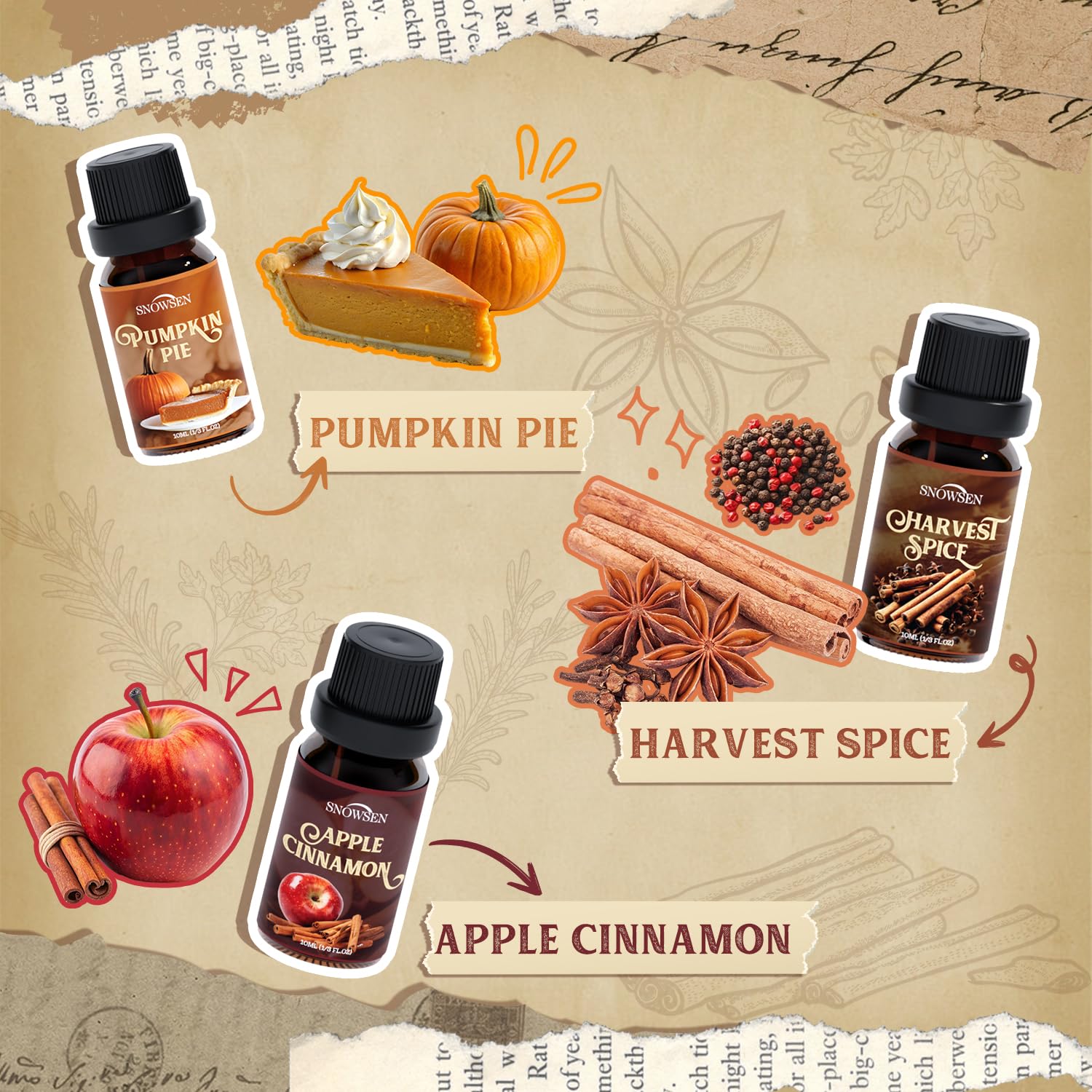 SNOWSEN Harvest Spice diffuser oil suits linen sprays and room scents.