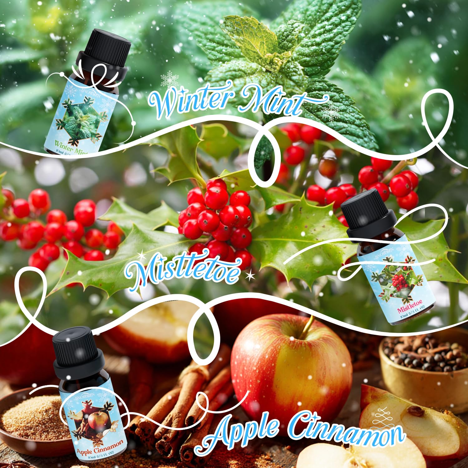 SNOWSEN Mistletoe bottle evoking festive fragrance