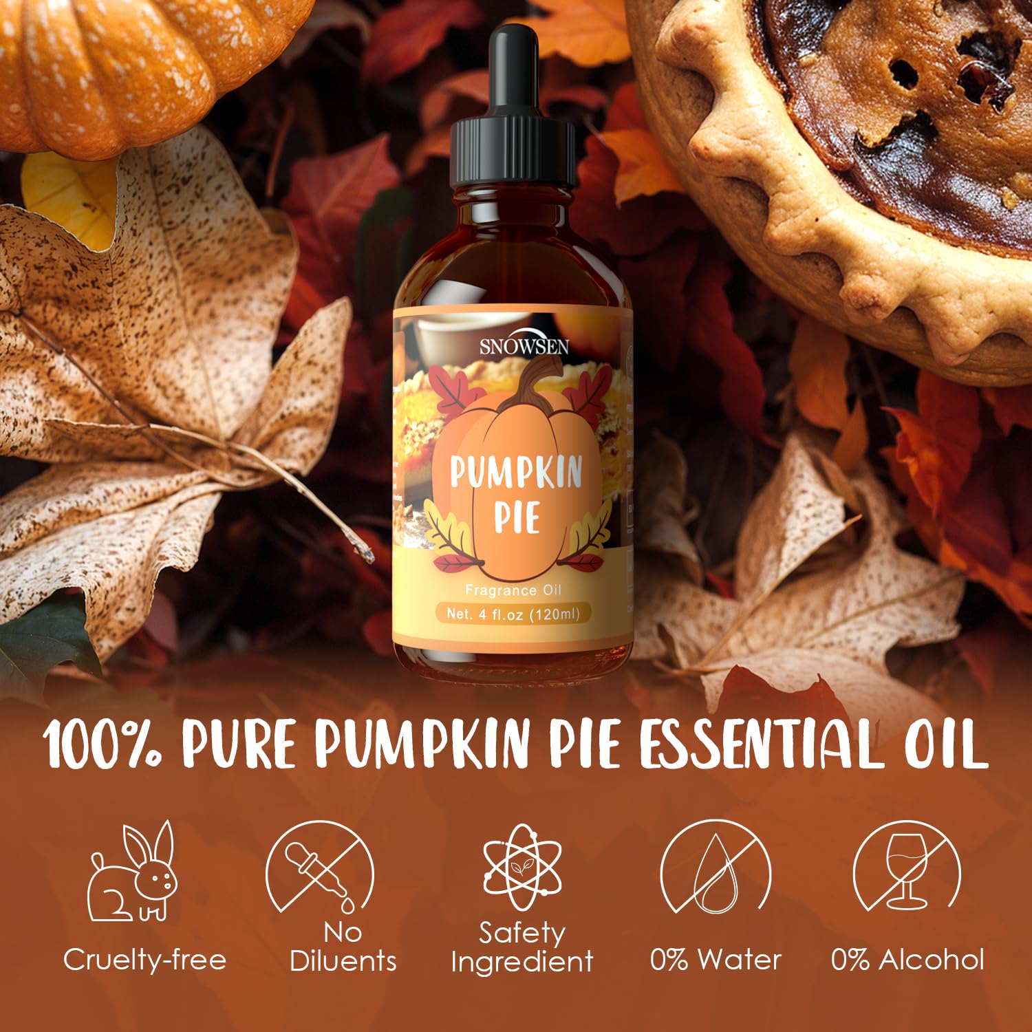SNOWSEN Pumpkin Pie fragrance oil for candle making adds warm, comforting scent notes.