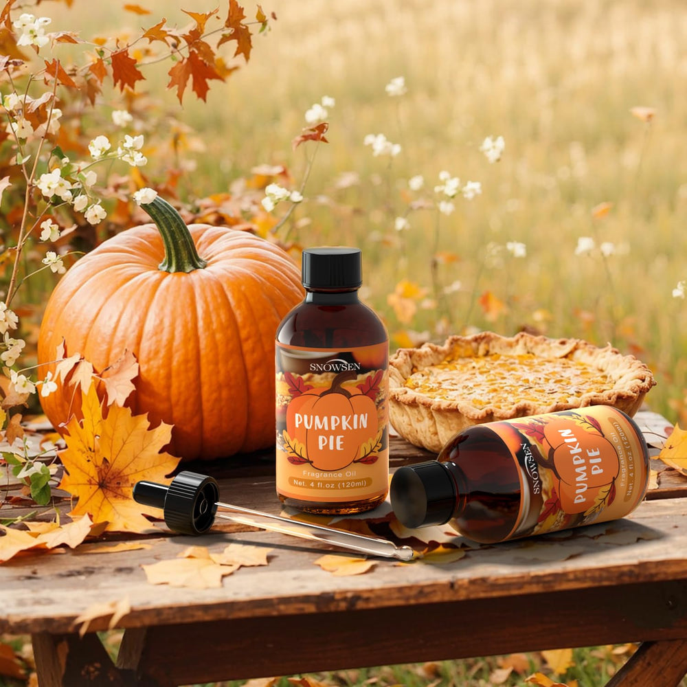 SNOWSEN Pumpkin Pie fragrance oil with dropper allows precise, mess-free dosing.