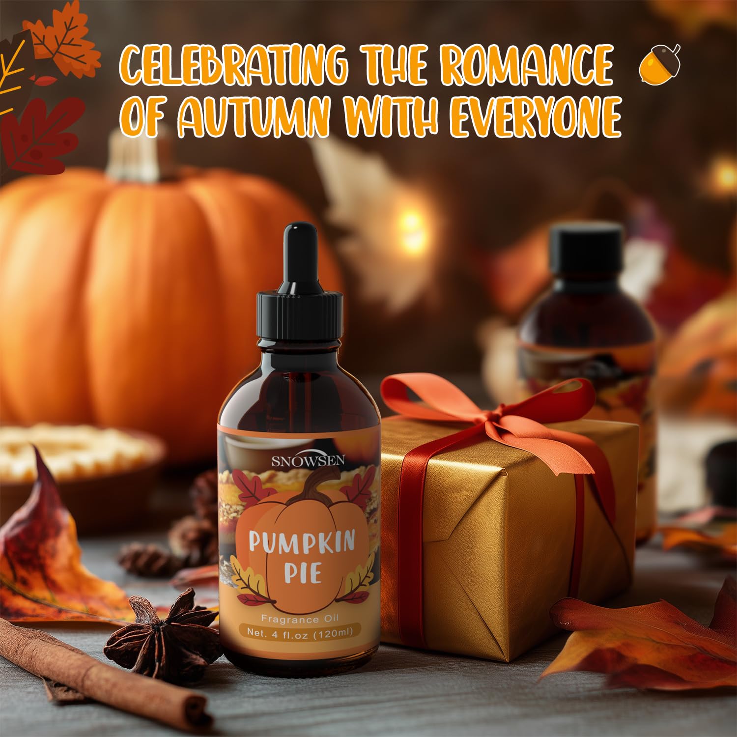 SNOWSEN Pumpkin Pie fragrance oil for room sprays enhances seasonal ambiance anytime.