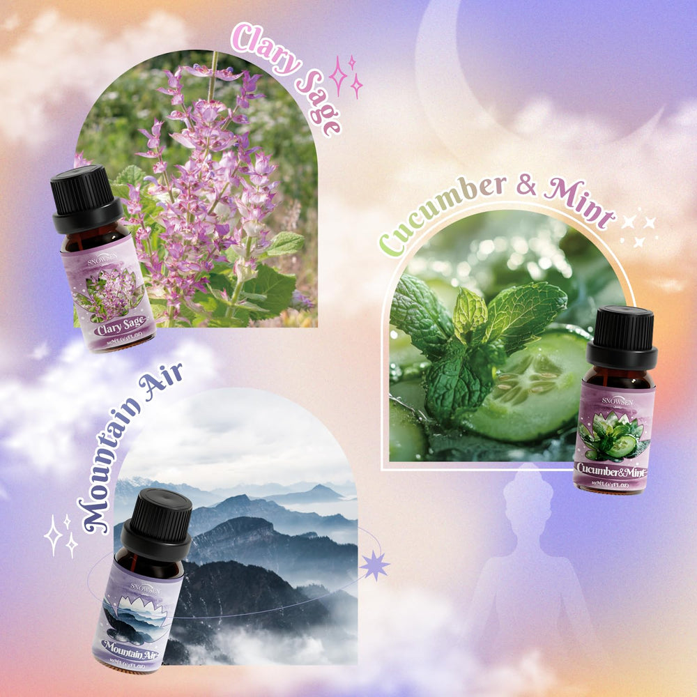 SNOWSEN Tranquil Cucumber Mint oil bottle for fresh laundry and spa-like diffusers.