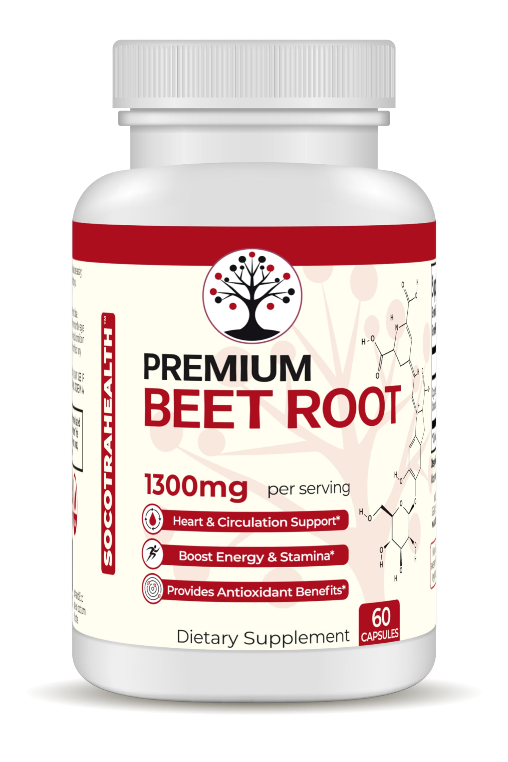 Socotra Health Beet Root Capsules bottle front showing premium organic nutrition for energy