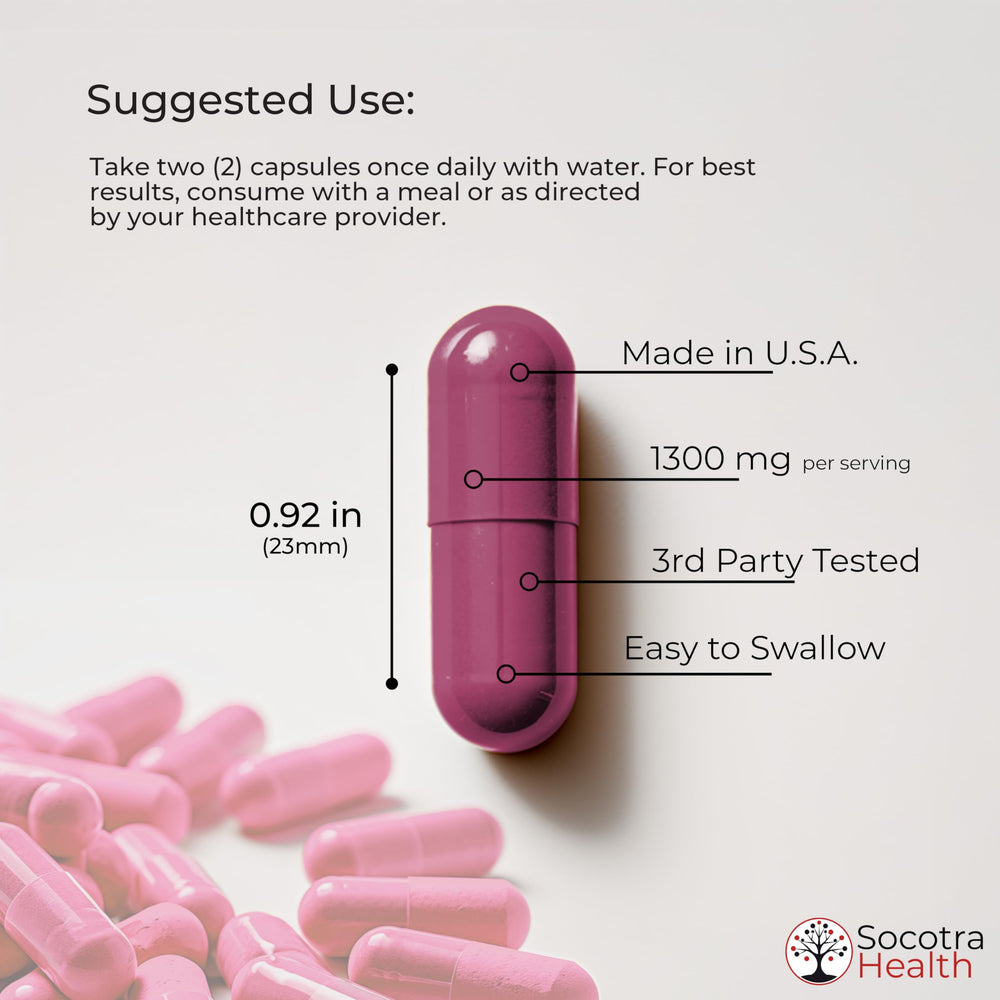 Socotra Health Beet Root Capsules closeup highlighting capsules and energy support