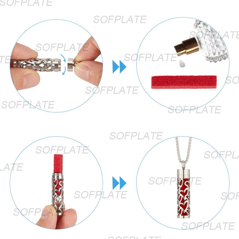 SOFPLATE locket cylinder box packaging showcases gift-ready aromatherapy jewelry.