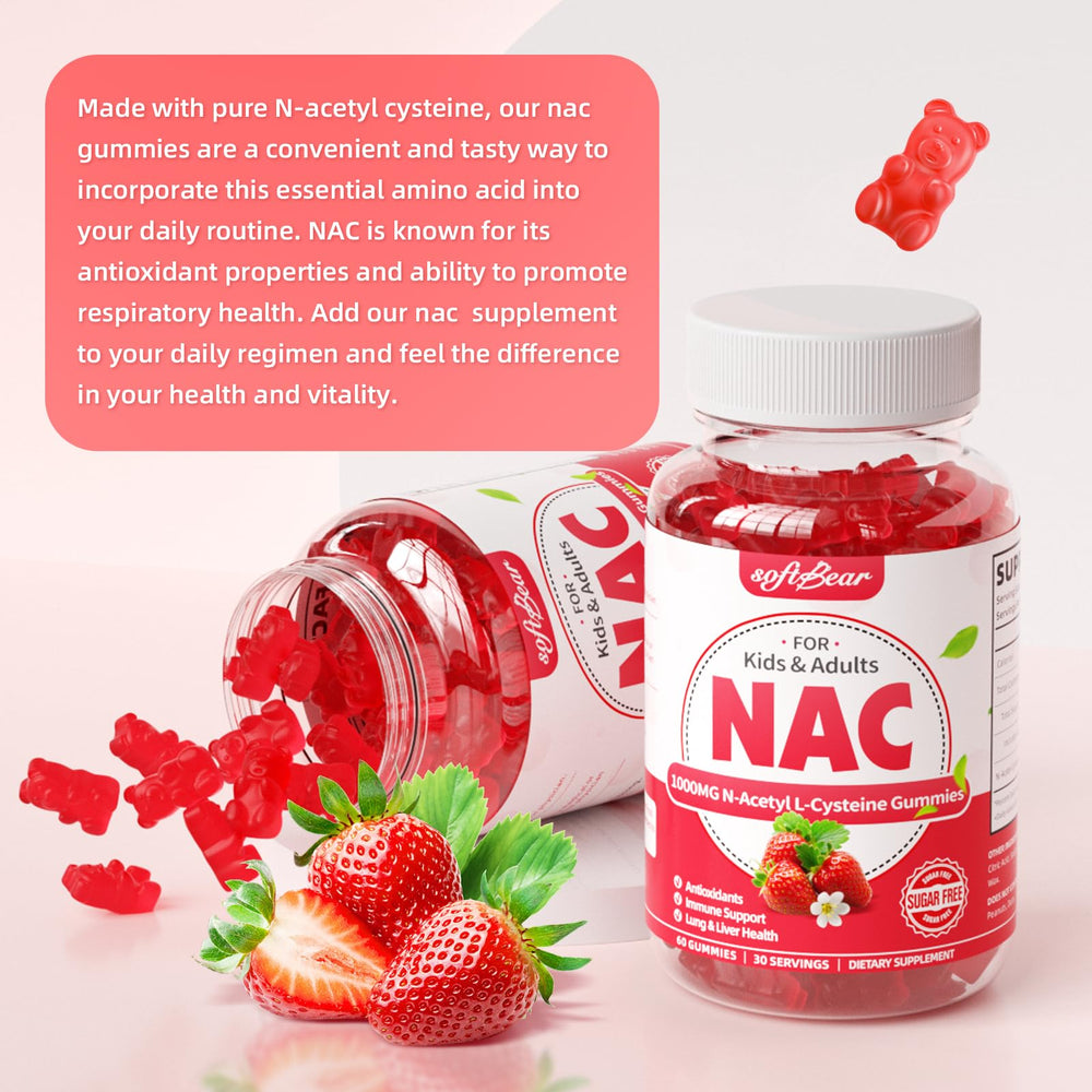 SoftBear NAC gummies kids dosing demonstrates chewable routine for families
