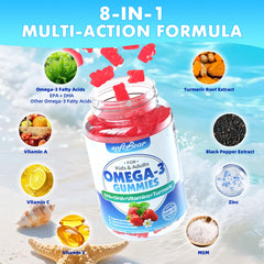 Kids enjoy strawberry SoftBear Omega 3 Gummies for daily wellness.
