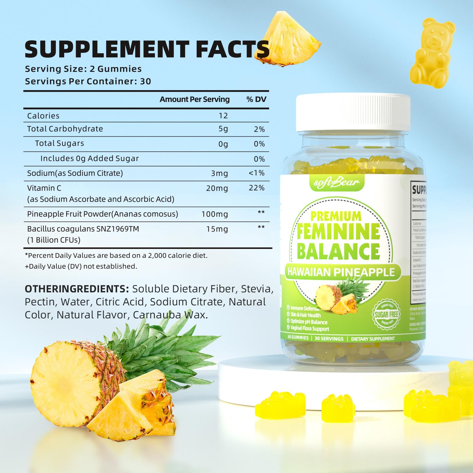 Softbear gummies serving close-up for vegan gluten-free daily use