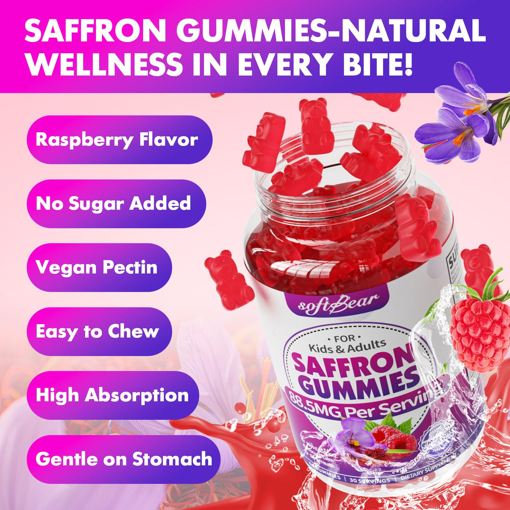 Softbear saffron gummies may support vision and cognitive health.