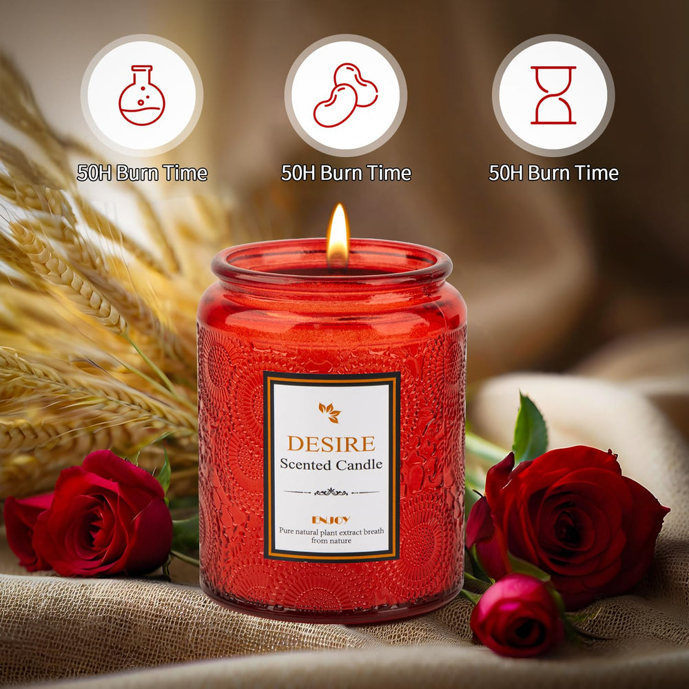 SogYupk Sweet Rose Aromatherapy Candle amber and floral notes emitting a calming scent