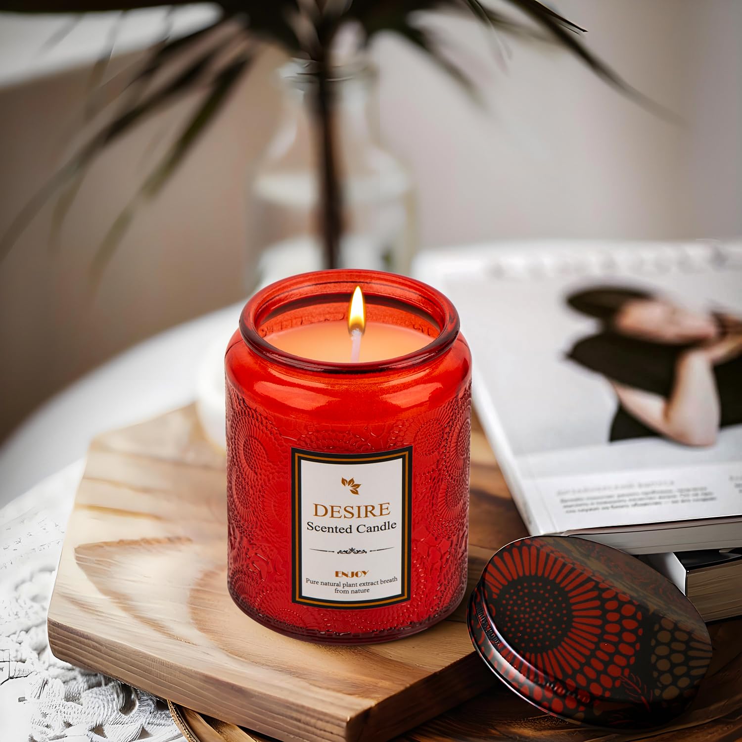 SogYupk Sweet Rose candle creating ambiance in a living room setting