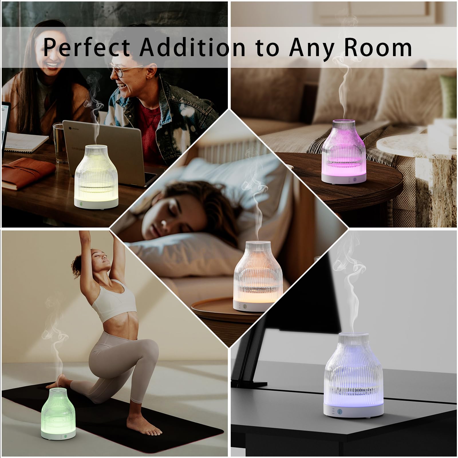 SOICARE bedroom diffuser with soft glow for nighttime calm