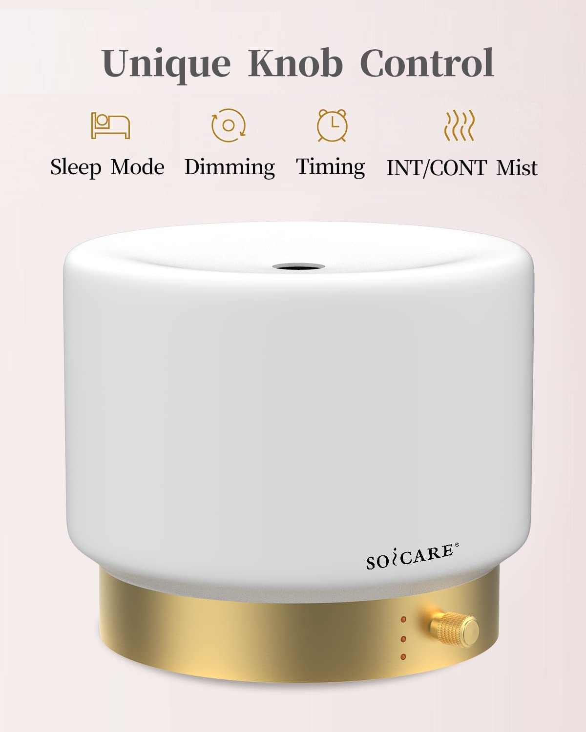 SOICARE dimmable diffuser creates a warm glow for relaxing evenings.