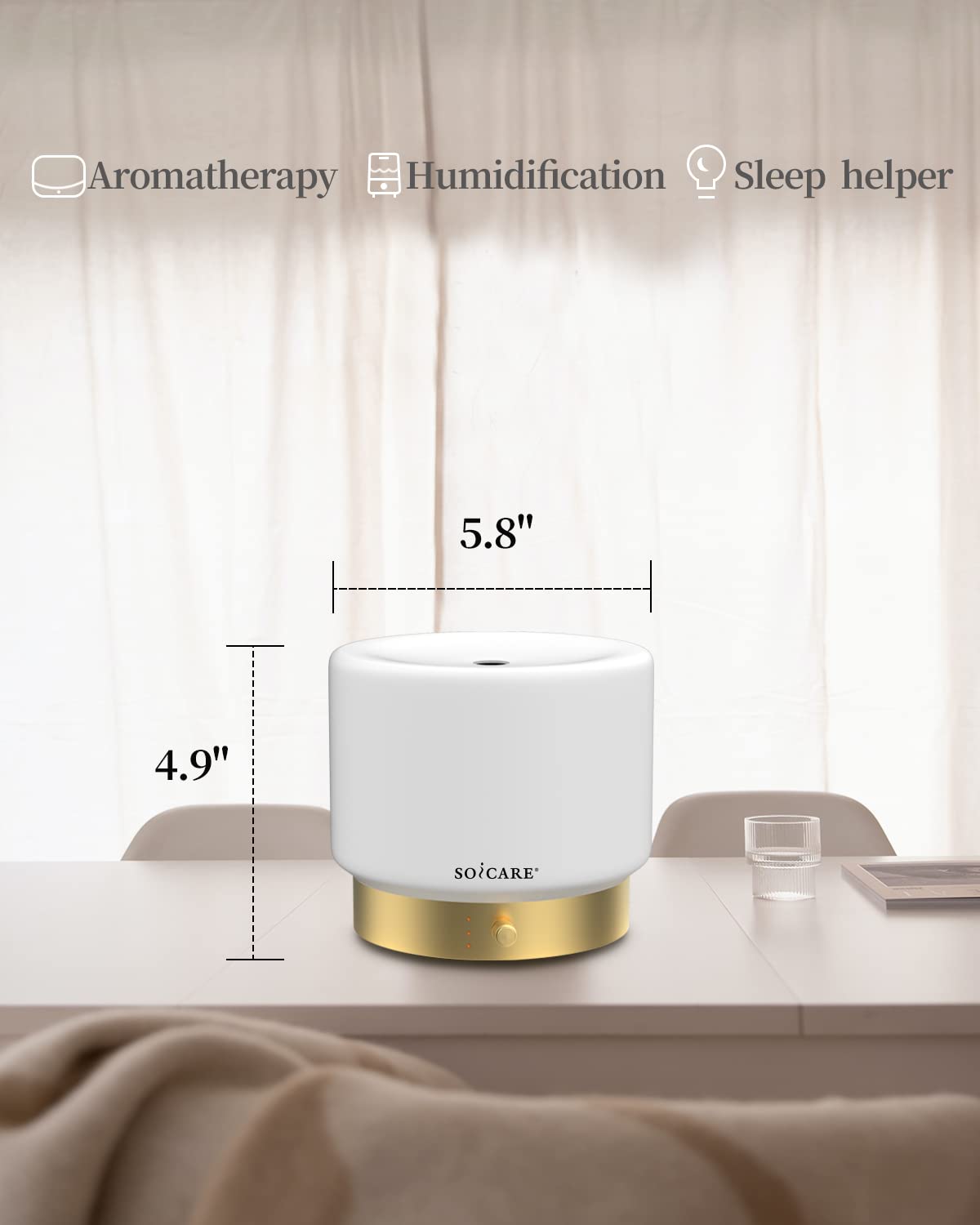SOICARE room-friendly aroma diffuser blends decor with scent for any room.