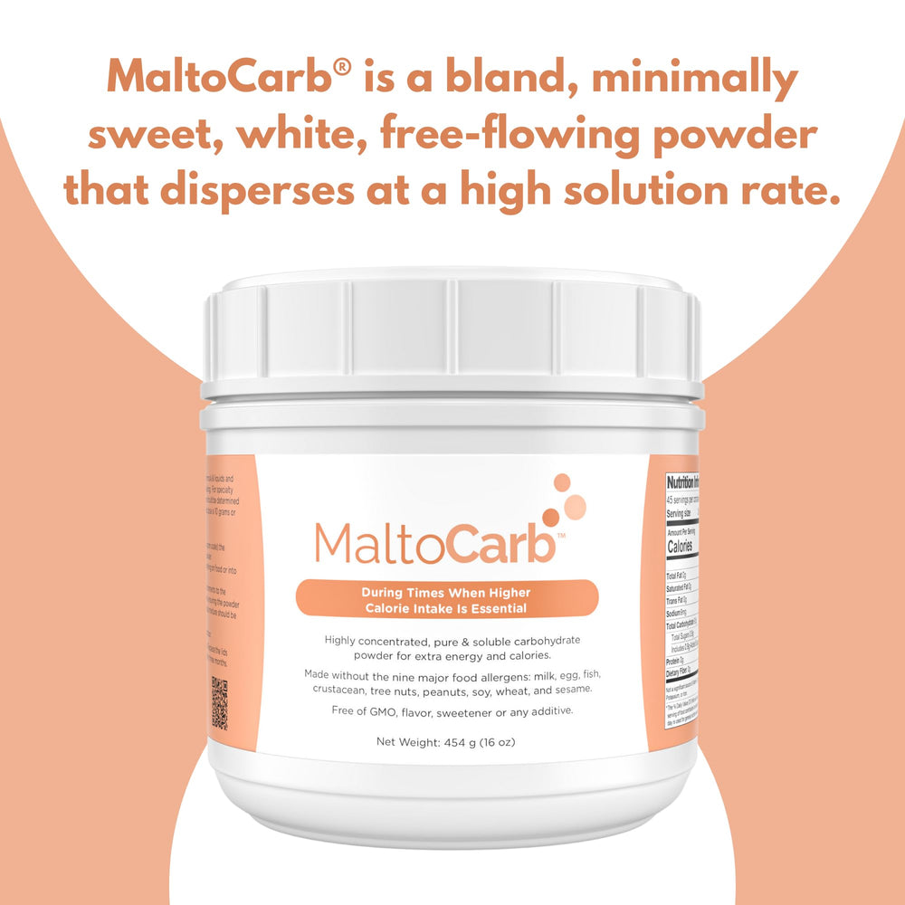 Solace Nutrition MaltoCarb label highlights gluten-free, allergen-free ingredients.