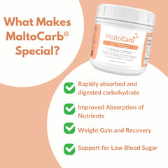 Solace Nutrition MaltoCarb scoop measures powder for calorie-dense recovery shakes.
