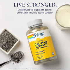 SOLARAY 1-1 ratio dosage label highlighting calcium and magnesium balance.