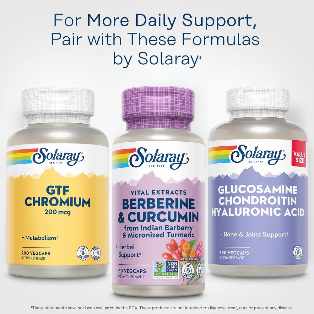 SOLARAY 60 servings bottle demonstrates value and long-lasting supply