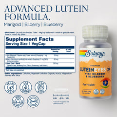 SOLARAY Advanced Lutein Eyes capsules close-up for daily eye health.